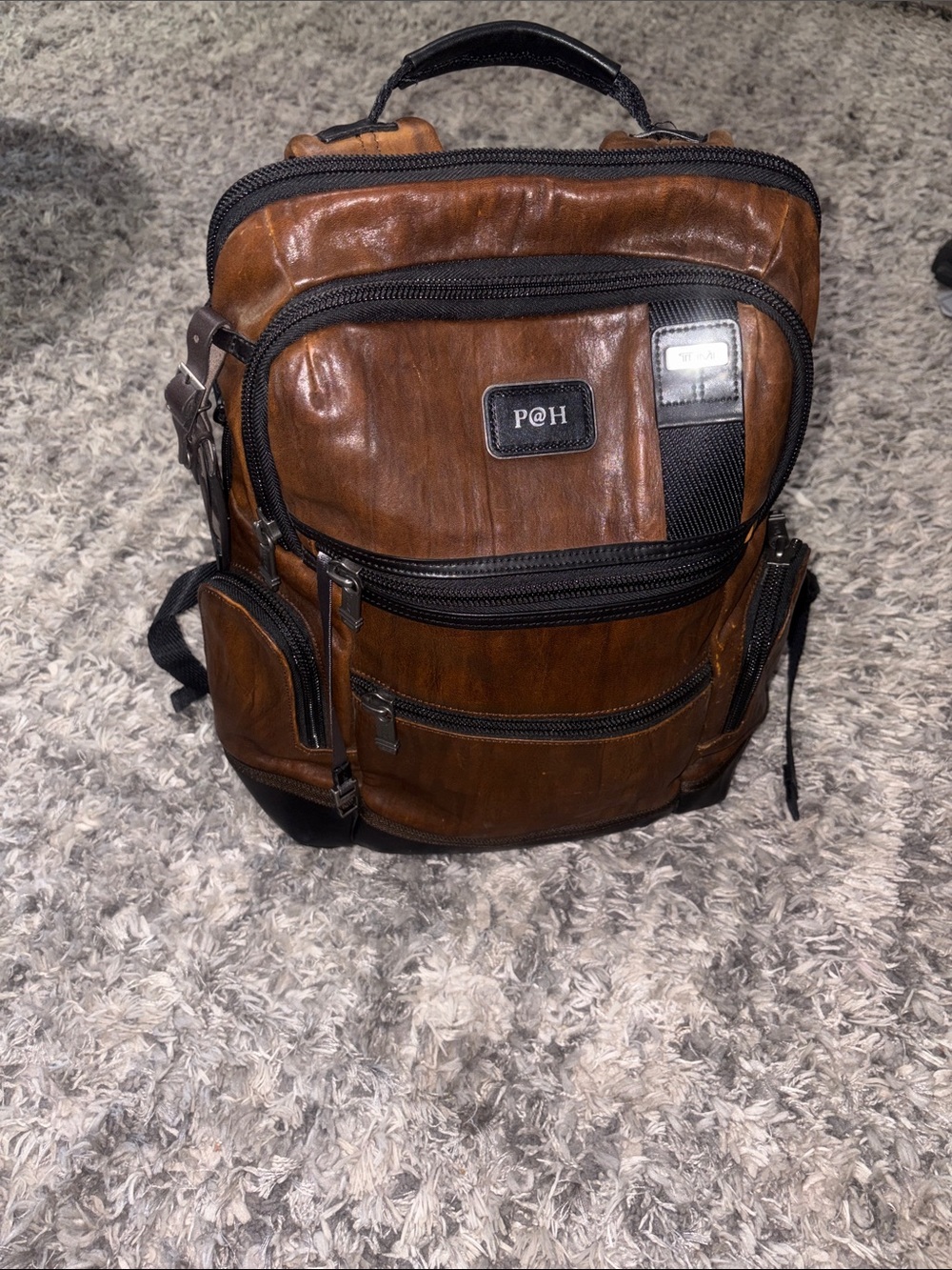 Tumi Alpha Brown Distressed Leather Backpack